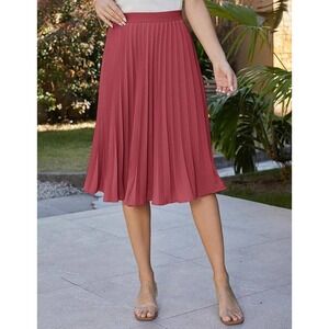 Grace Karin Burgundy Pleated Chiffon Midi Skirt‎ Size Medium Feminine
